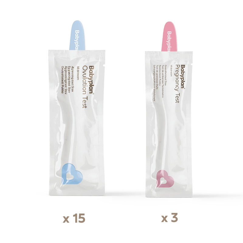 Testsæt med 15 ægløsningstest og 3 graviditetstest