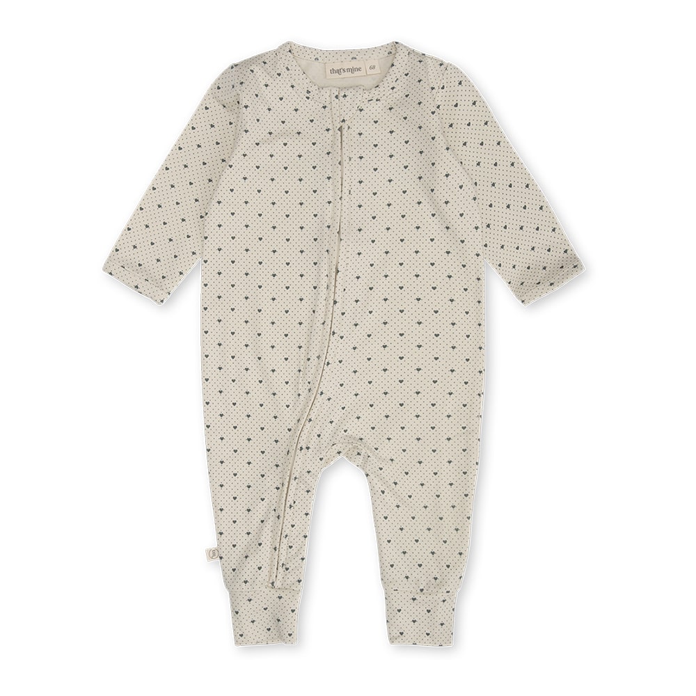 Elliotte Onesie - Lots Of Love Sky til Baby, Økologisk Bomuld