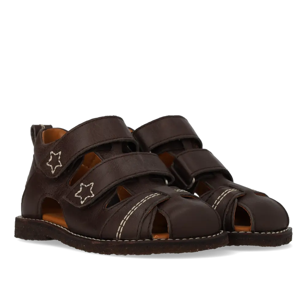 Begynder Sandal Med Velcrolukning   Dark Brown   24 fra Angulus