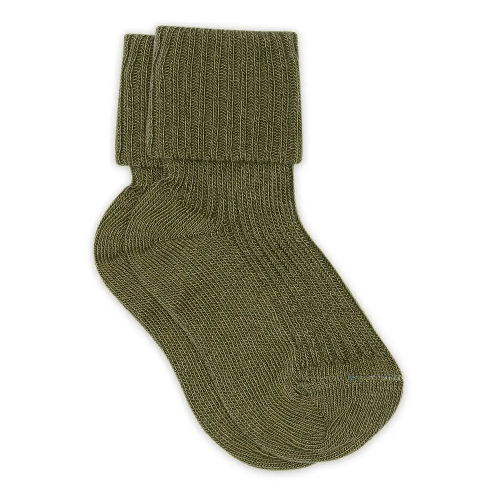 Baby Rib Ankelstrømper i Olivine - Komfort til de små