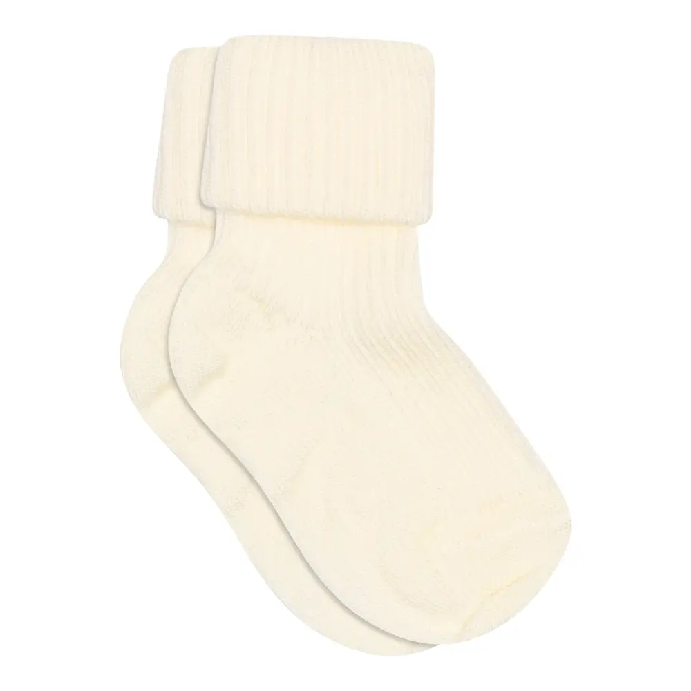Uld Ankelstrømpe I Rib   Off White 432   15 16 fra Mp Denmark