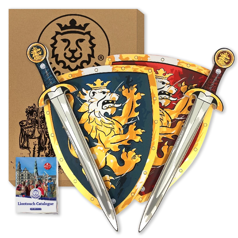 Noble Knight Gavesæt For 2 Med Sværd Og Skjold I Rød Og Blå fra Liontouch