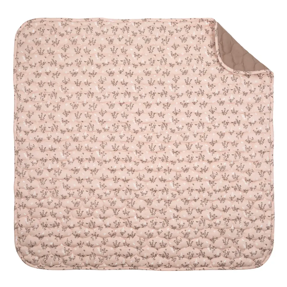 Quiltet Tæppe Flora 90x90 cm - Perfekt til Leg og Hygge