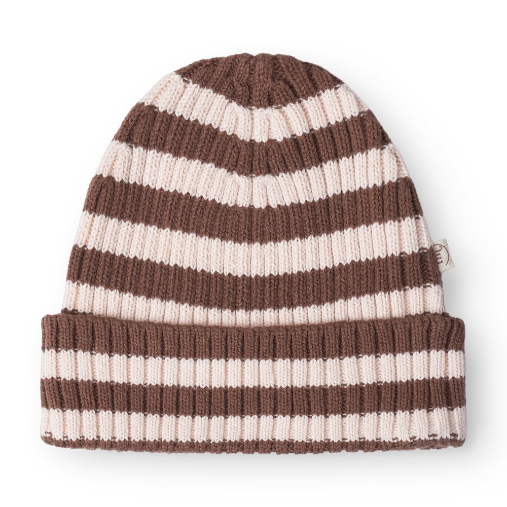 That's Mine Izzy Beanie med brune striber - Økologisk!