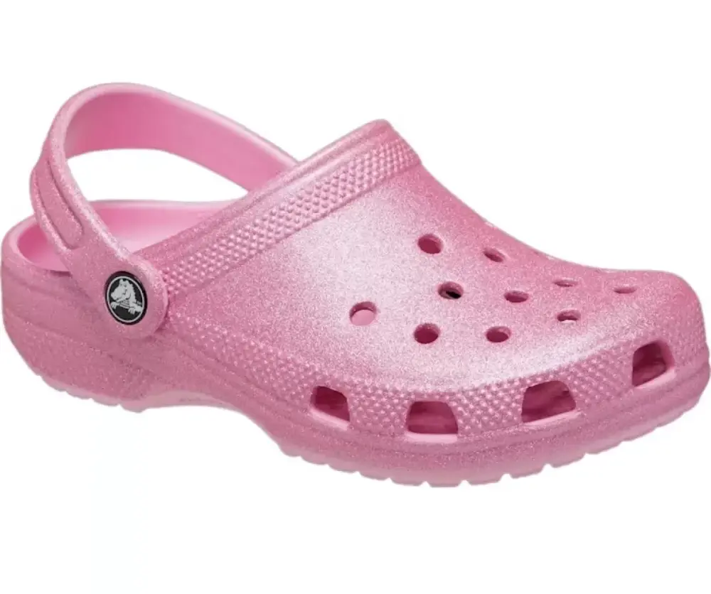 Classic Glitter Clog K i Pink Tweed fra Crocs - Stort Tilbud!