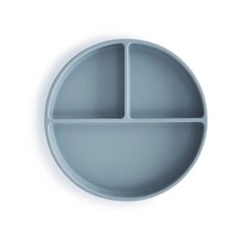 Skridsikker Silikone Tallerken Tredelt Powder Blue fra Mushie