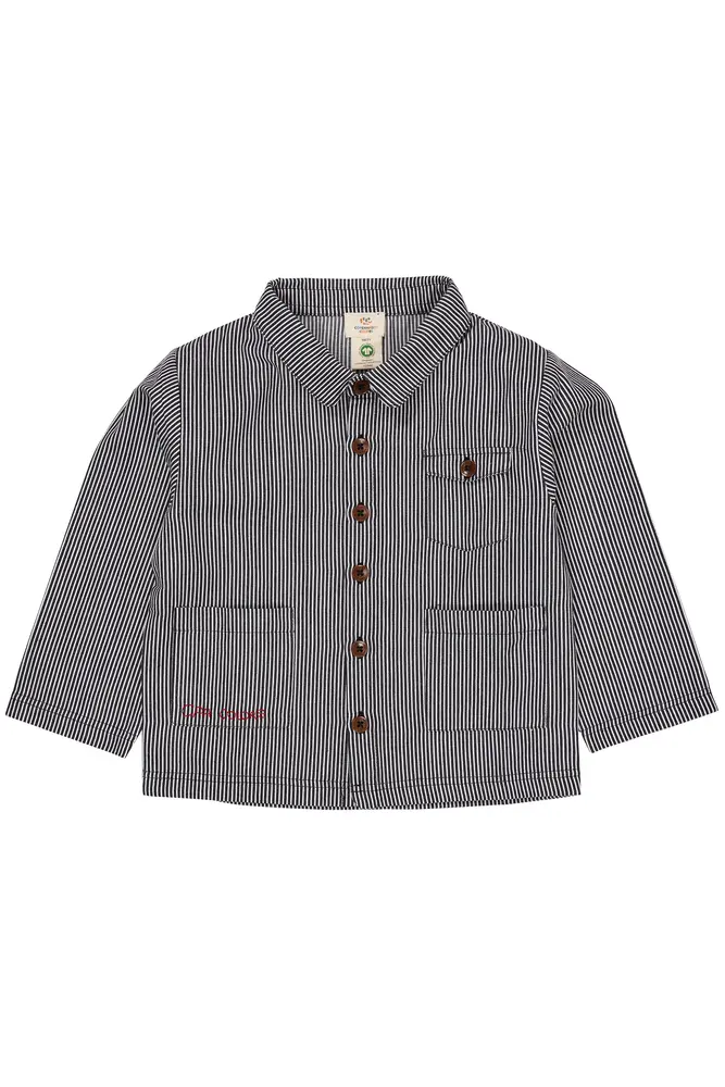 Stribet Twill Jakke med Lommer i Navystripe fra Copenhagen Colors