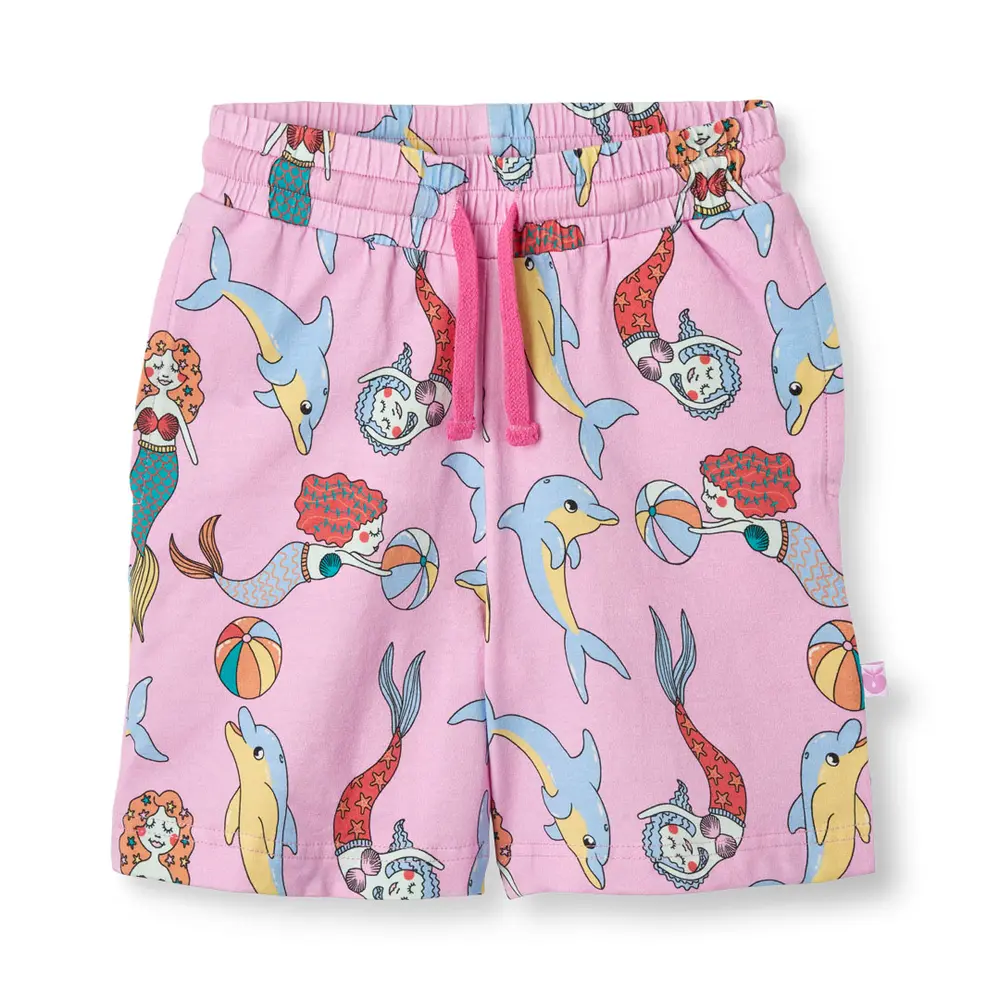 Fantastiske shorts med havfrueprint i pink lavendel