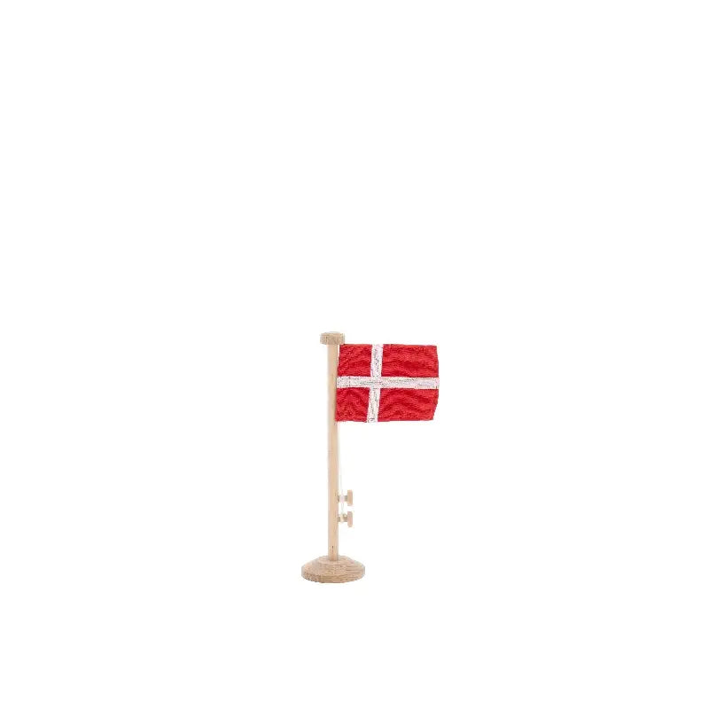 Flagstang 18 cm i Natur Eg med Dansk Flag - Fejringsdekor