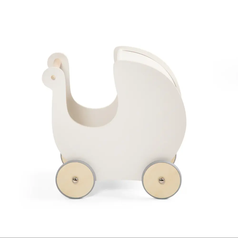 Dukkevogn i Træ, Classic White - Leg og Gåtur!