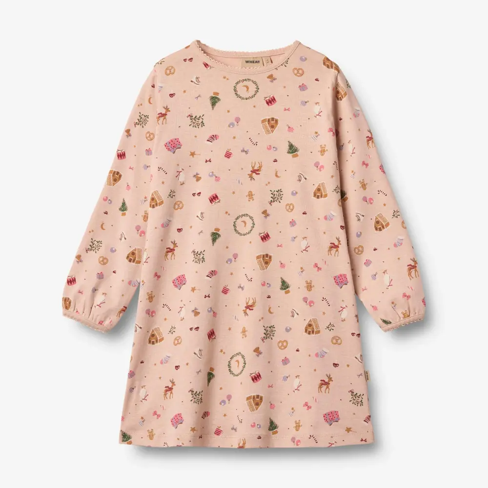 Elinor Natkjole i Rose Dust med Julemotiver til Børn