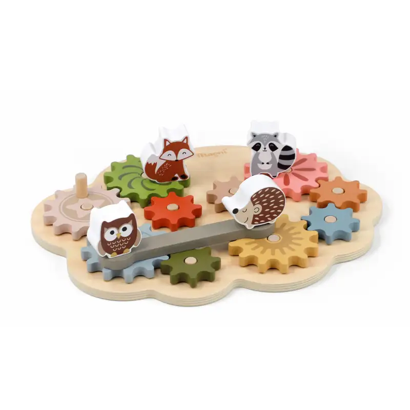 Aktivitetsbræt Med Tandhjul Og Dyr 100% Fsc Træ fra Magni