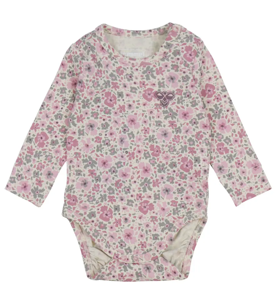 Blomster Bodystocking Langærmet i Pink Nectar fra Hummel