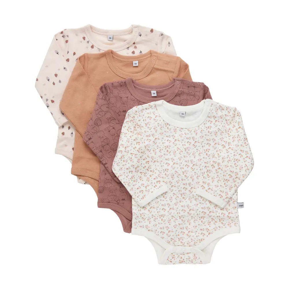 Langærmet Bodystocking Med Print - 4 Pak fra Pippi