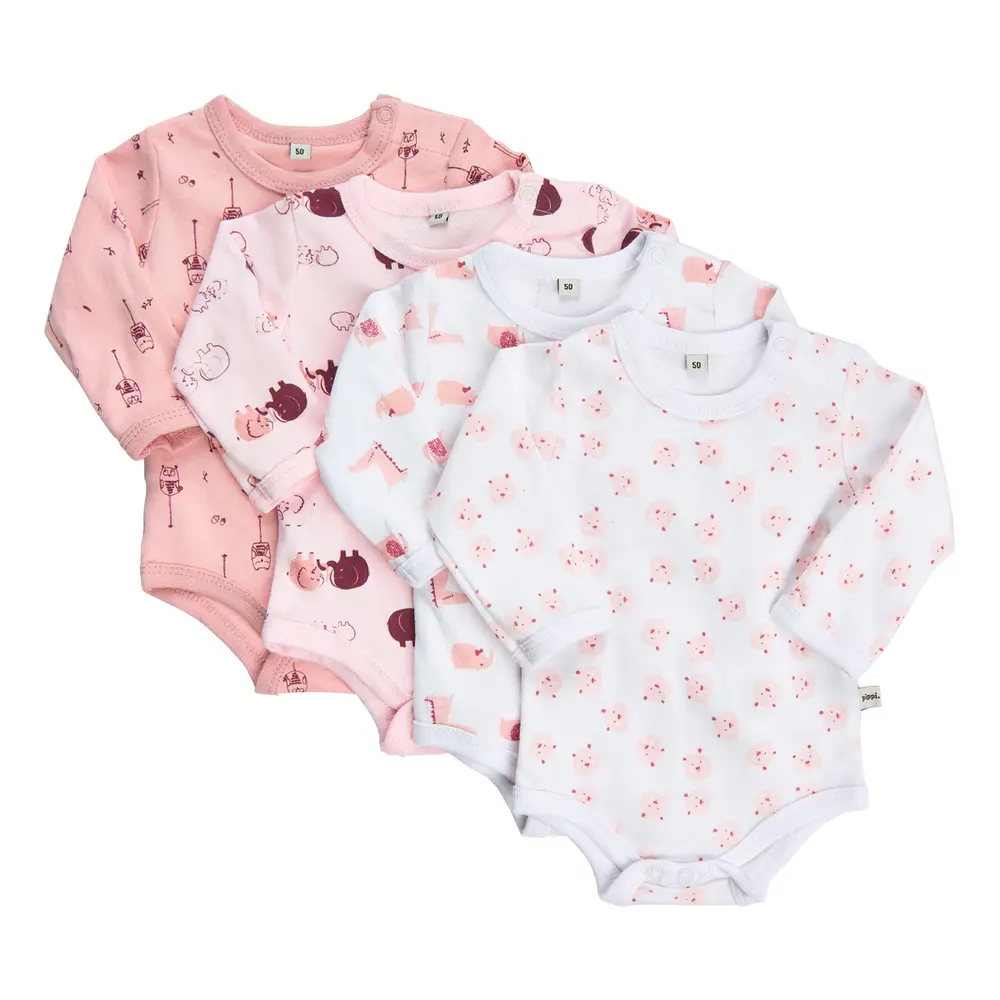Langærmede Bodystockings med Print - 4 Pak fra Pippi