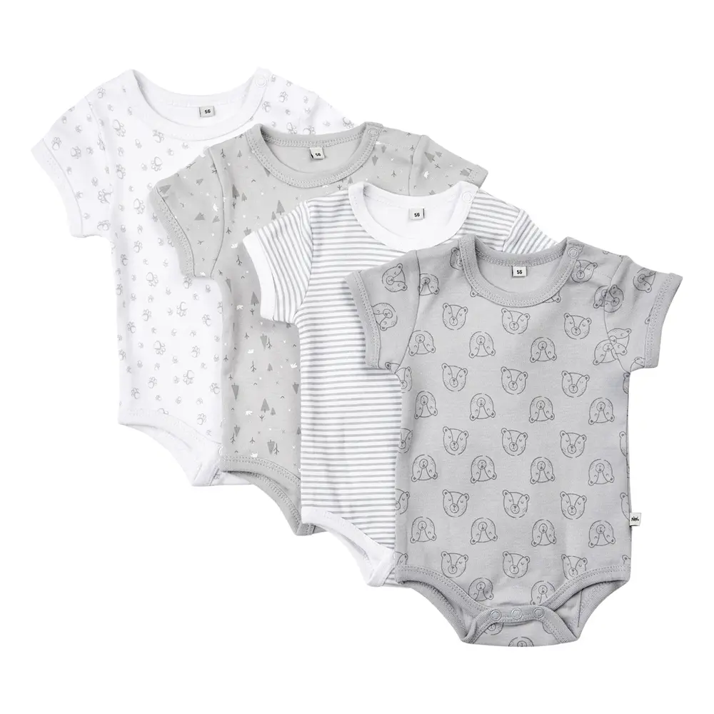 Søde kortærmede bodystockings med print - 4 pakke tilbud!