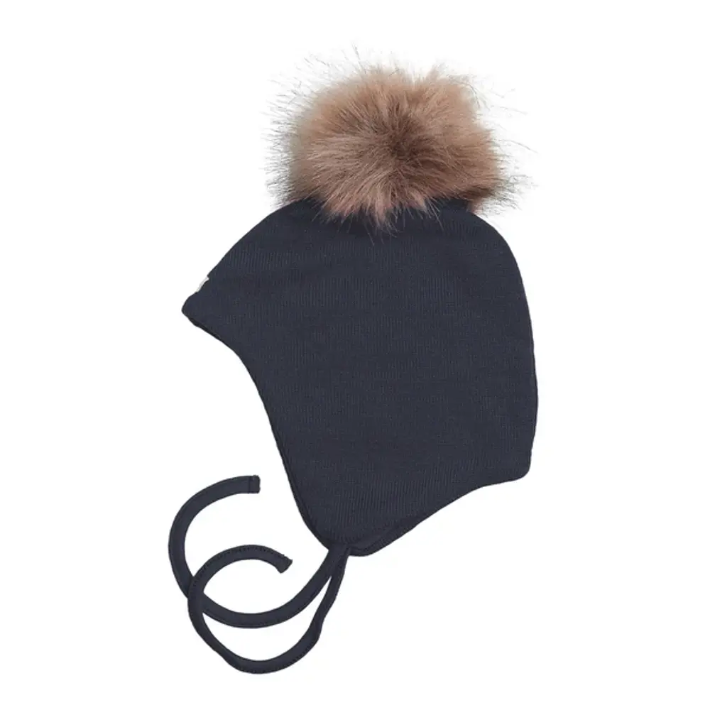 Baby Djævlehue med Kvast - Classic Navy til Vinterbrug
