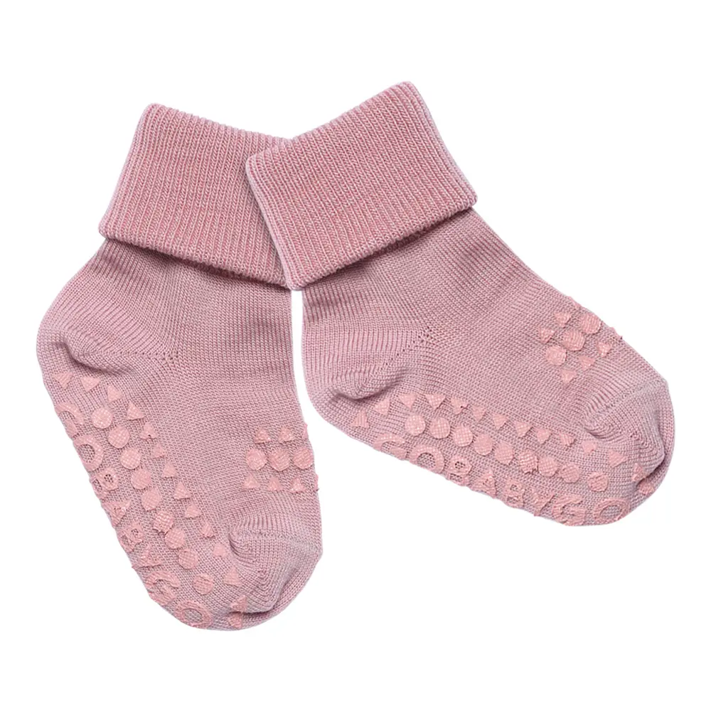 Skridsikre Strømper Merino Uld Rose Blush 23 26 fra Gobabygo