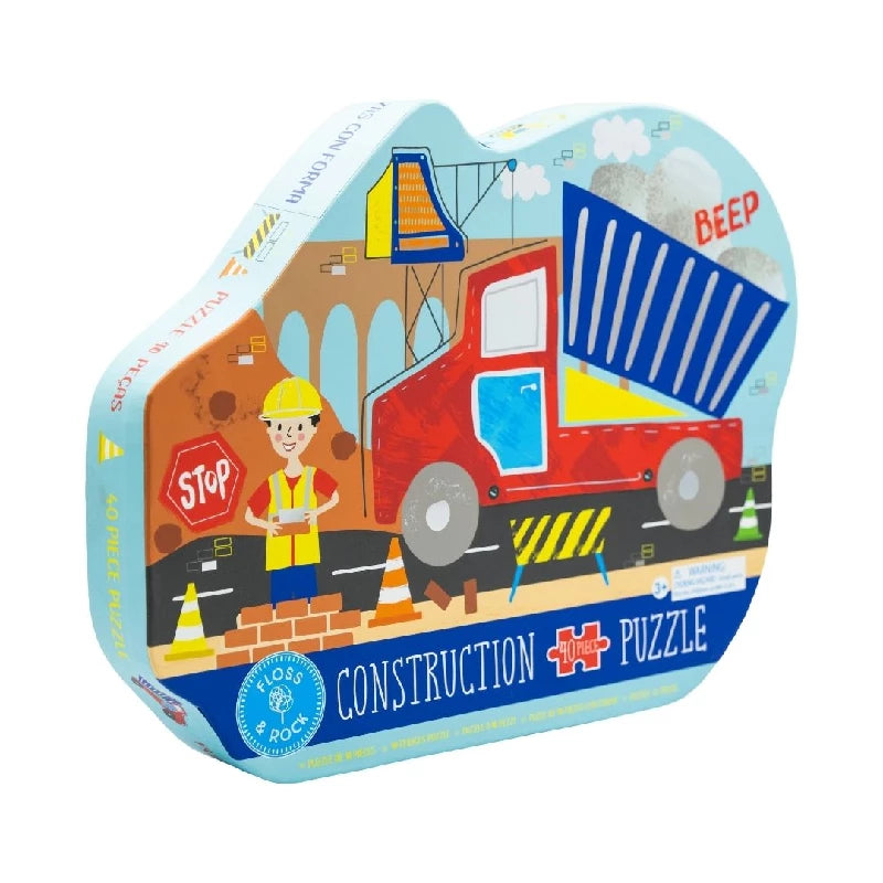 Puslespil M. Formet Motiv & æske 40 Brikker   Constrcution fra Floss & Rock