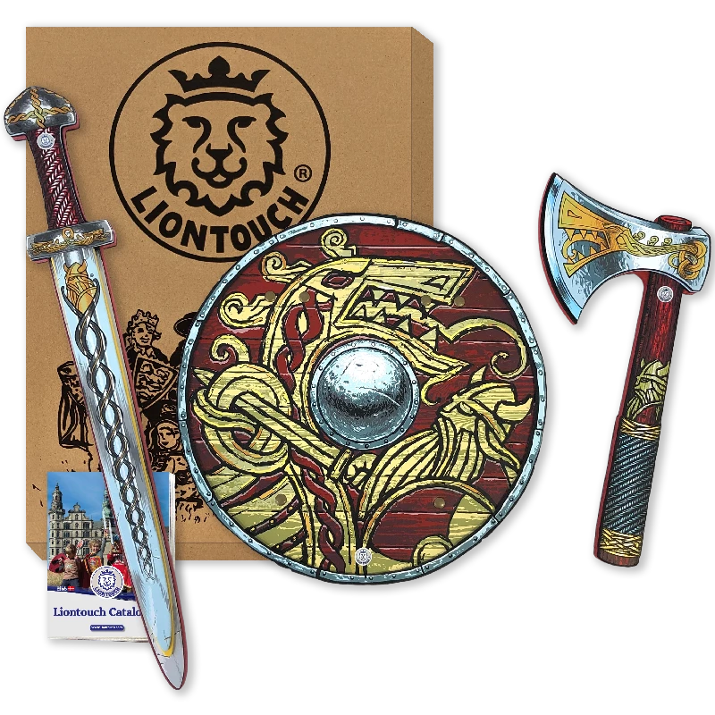 Viking Gavesæt Med Sværd   økse Og Skjold fra Liontouch