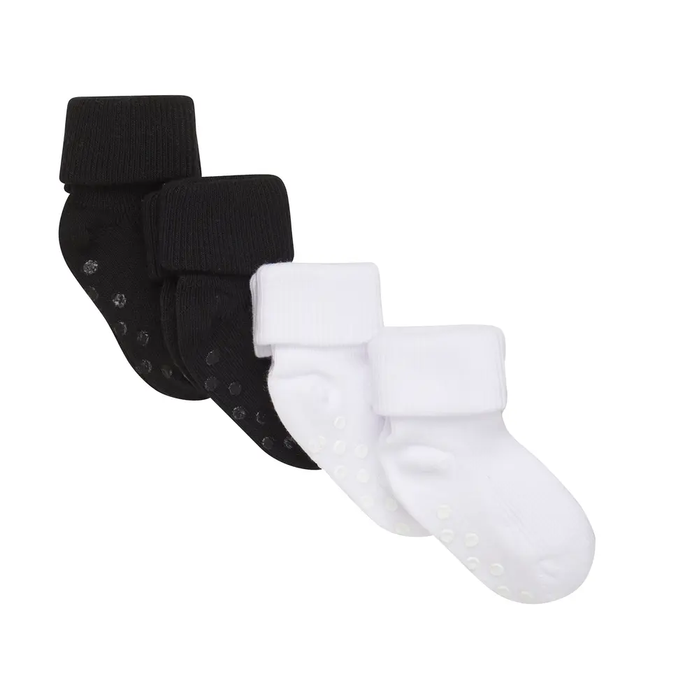 Baby Rib Strømper med ABS (4 Pak) - Skridsikre til Små Fødder