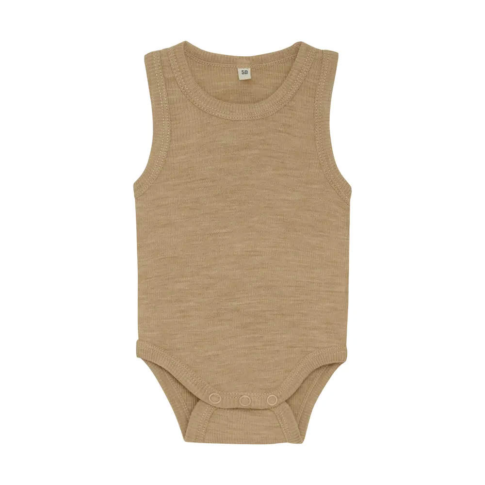 Uld Body Uden ærmer   Light Camel Melange   70 fra Bekids