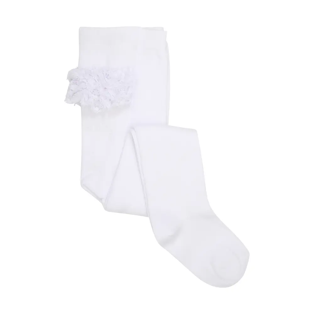 Bløde strømpebukser med blonde i hvid fra BeKids