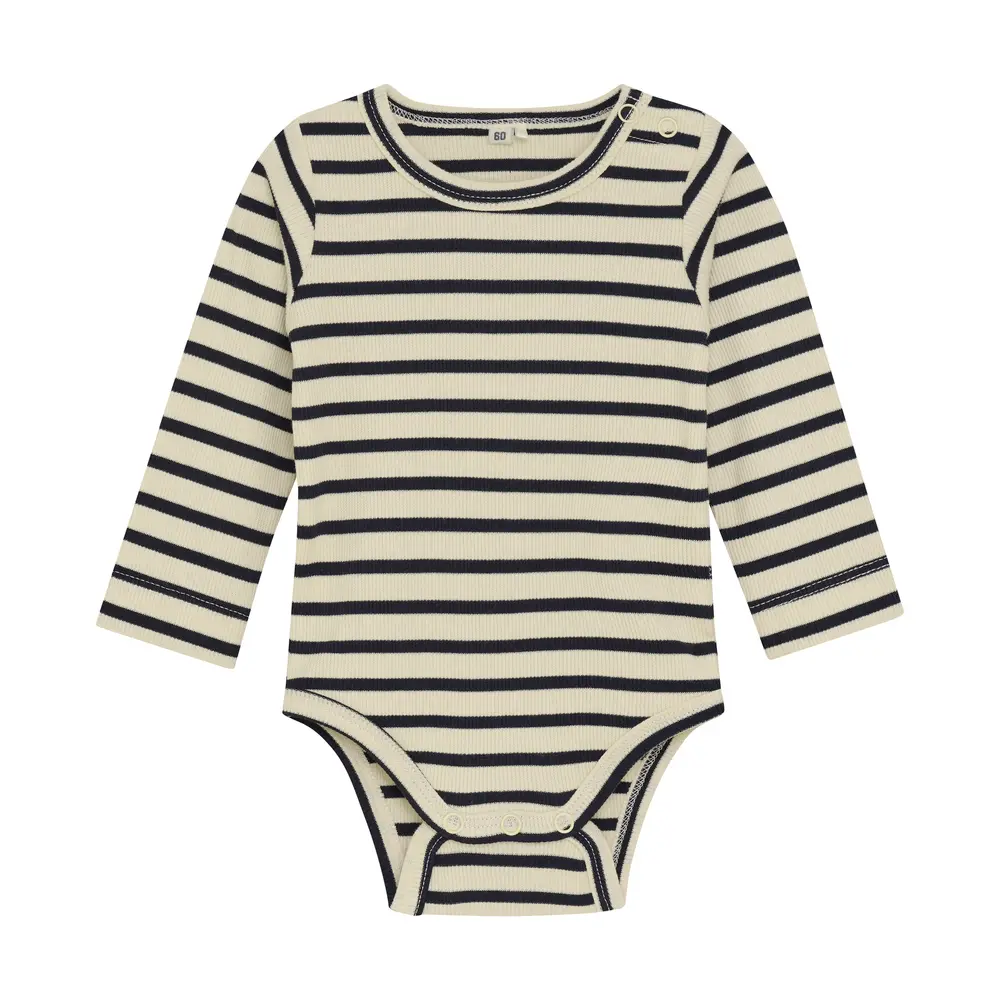 Langærmet body med striber fra Bekids - Blød og komfortabel!