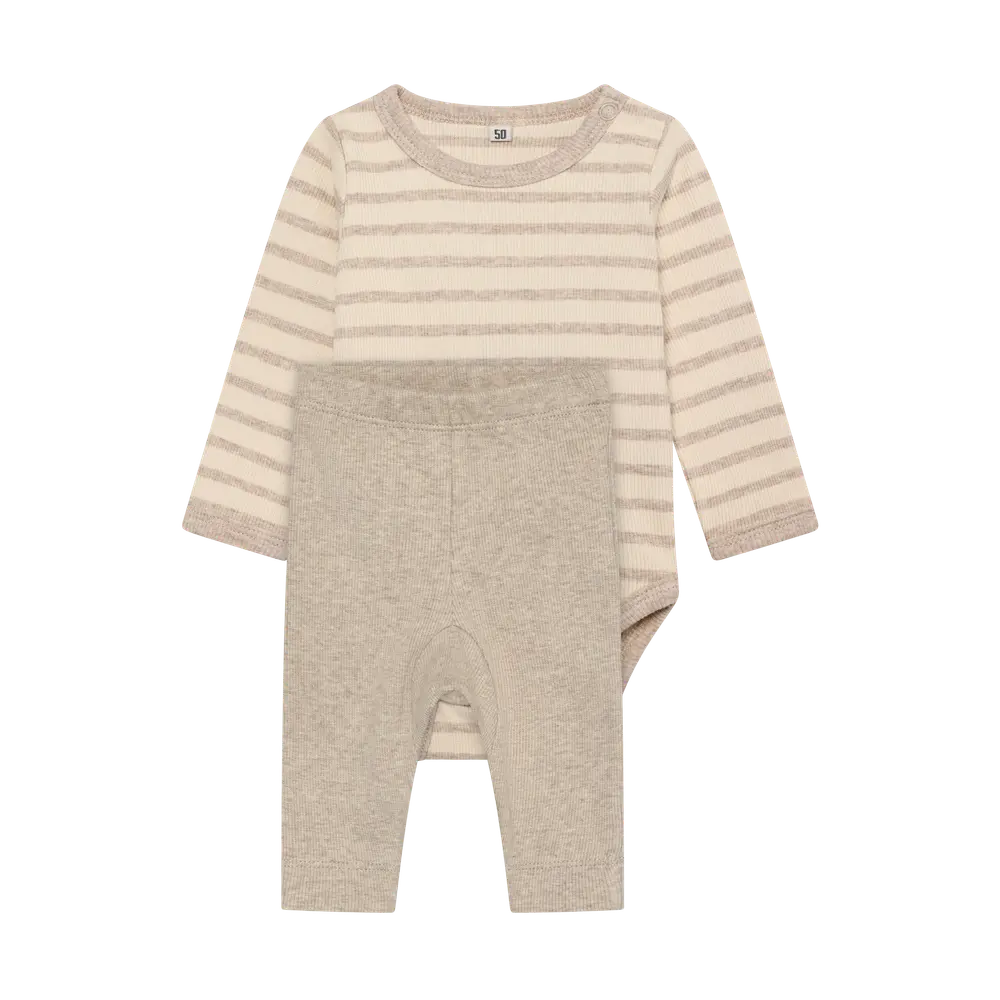 Ribbet Sæt med Langærmet Bodysuit og Leggings fra BeKids
