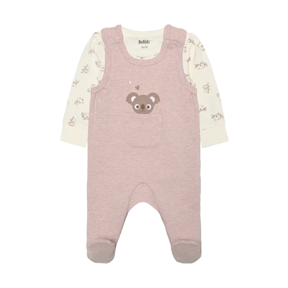 Sødt sæt med langærmet body og overall fra BeKids