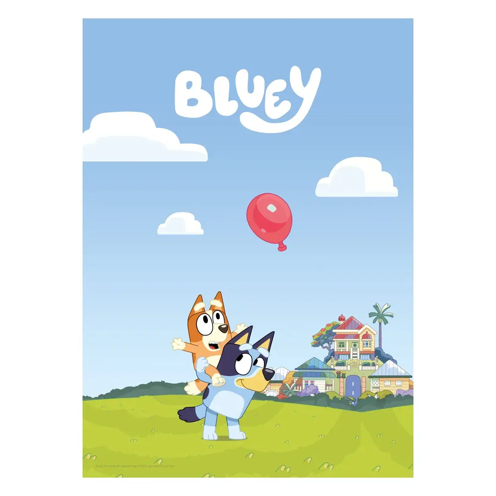 Bluey Plakat med Ballon 30x40 til Børneværelset