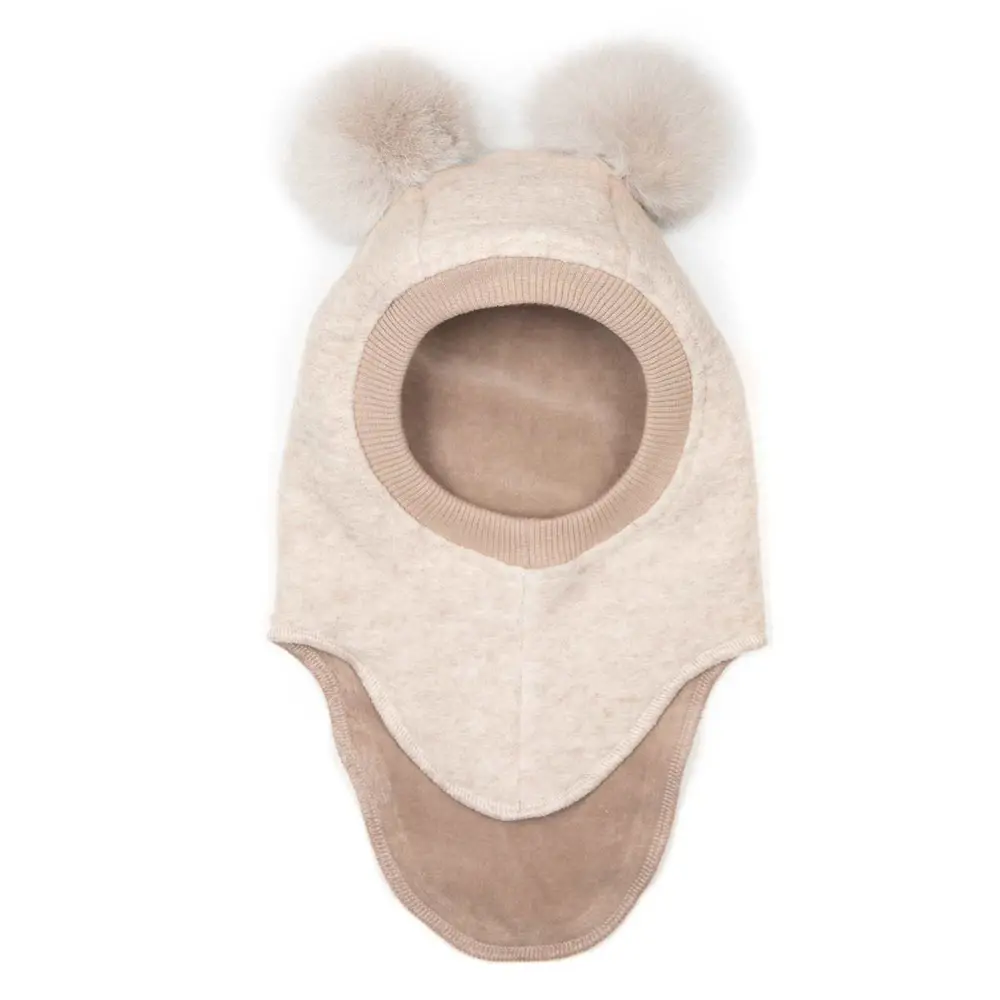 Huttelihut Elefanthue med Alpaca Pompoms - Sand Melange