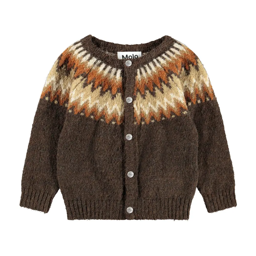Molo Bay Cardigan i blød uldblanding med nordisk mønster