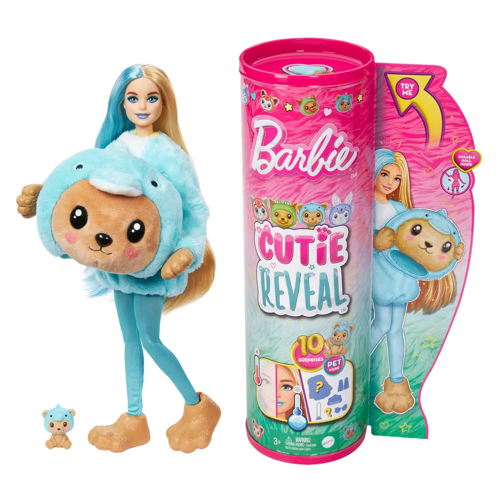 Barbie Cutie Reveal Dukke med Delfin Kostume - 10 Overraskelser