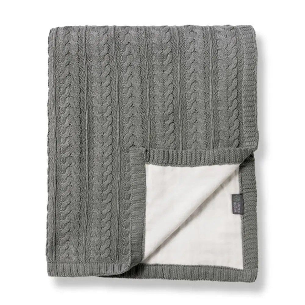 Striktæppe Med Fleece   Misty Grey fra Vinter & Bloom