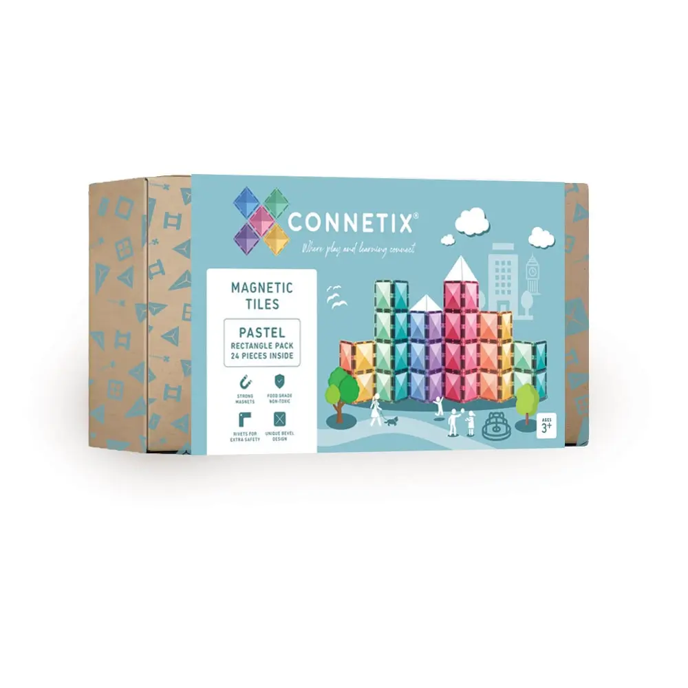 Connetix Rektangel Magnetsæt 24 Dele - Pastel Magi