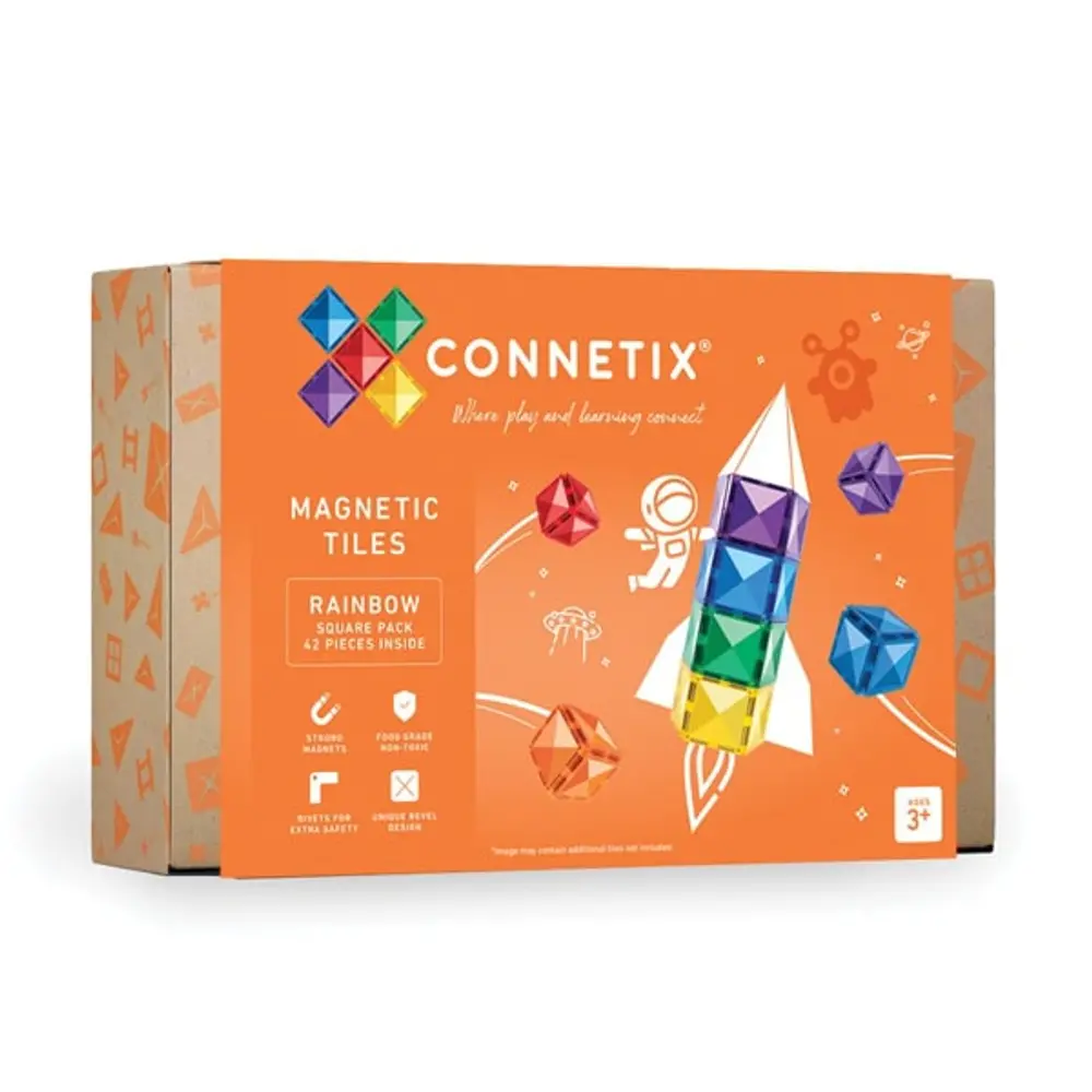 Connetix Square Pack Magnetsæt 42 Dele - Regnbue Farver