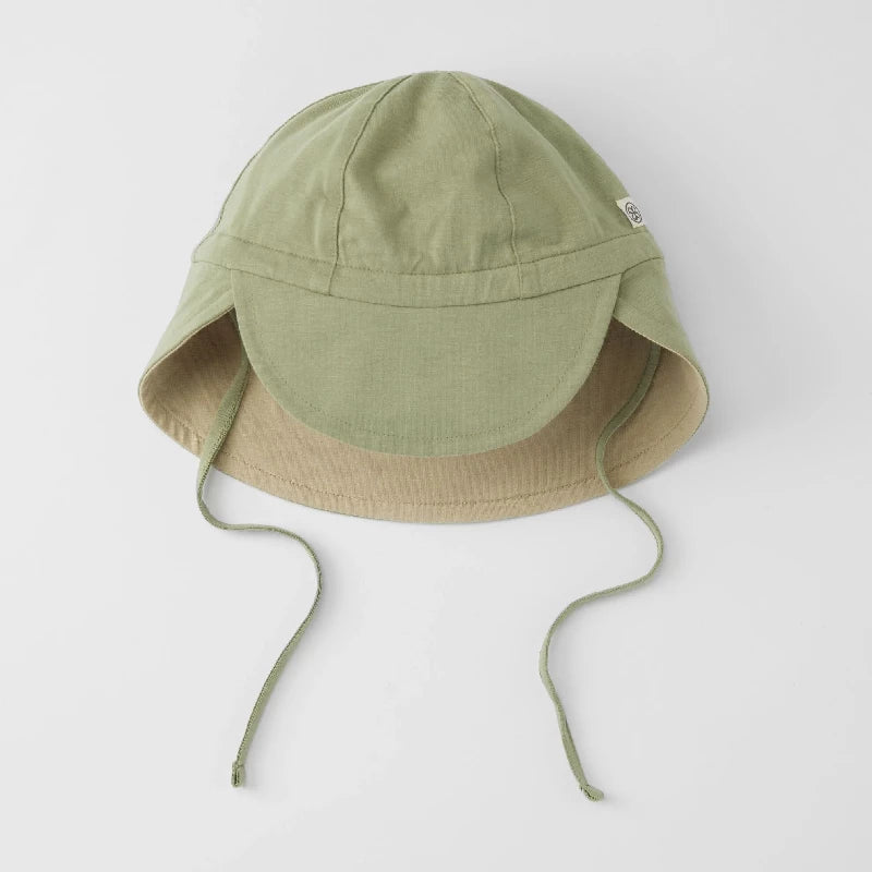 Sun Hat (reversible)   Olive Green Sandy Beach (6 12m) fra Cloby