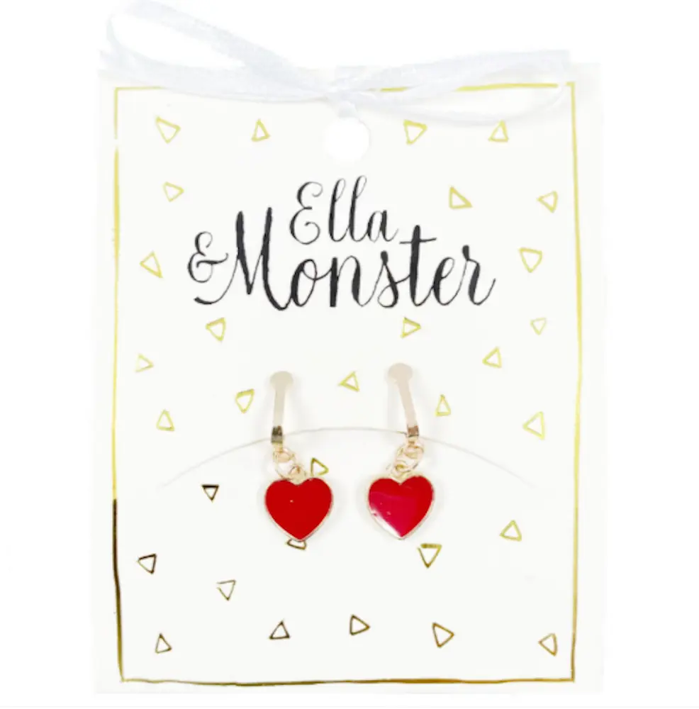 Røde Hjerteøreringe fra Ella & Monster - Perfekte til Fester!