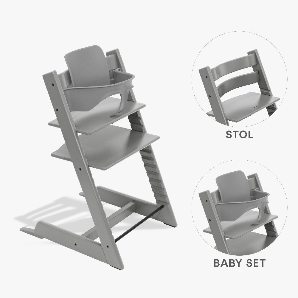 Tripp Trapp Bundle   Højstol Og Babyset   Storm Grey fra Stokke