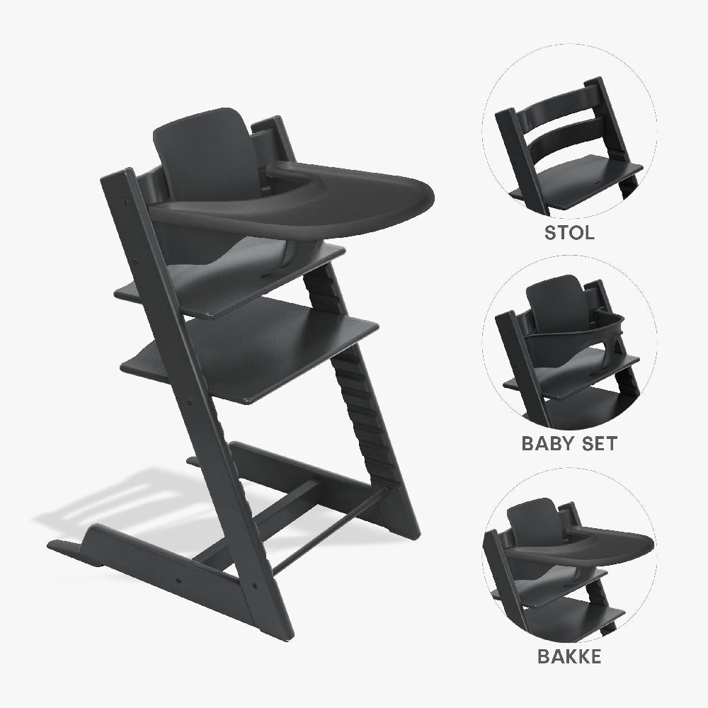 Tripp Trapp Bundle   Højstol, Babyset Og Tray   Sort fra Stokke