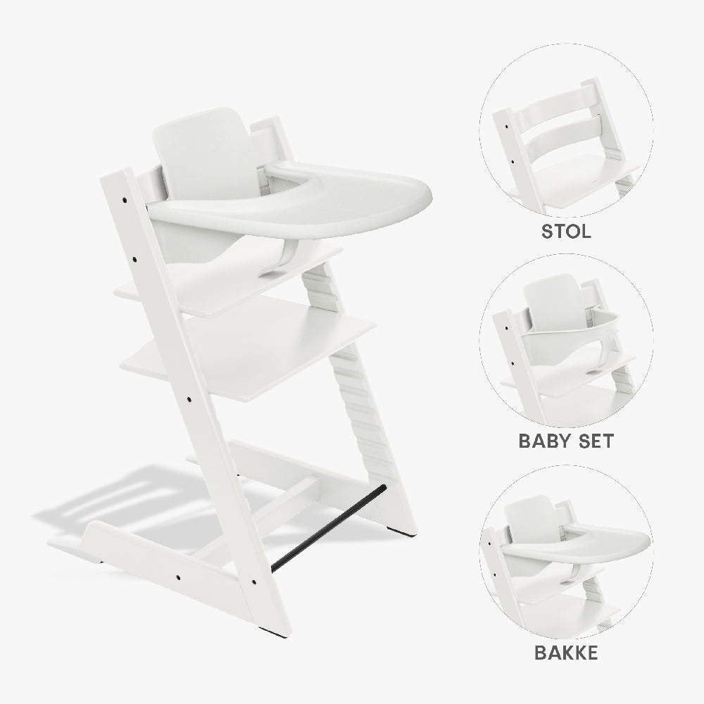 Tripp Trapp Bundle   Højstol, Babyset Og Tray   Hvid fra Stokke