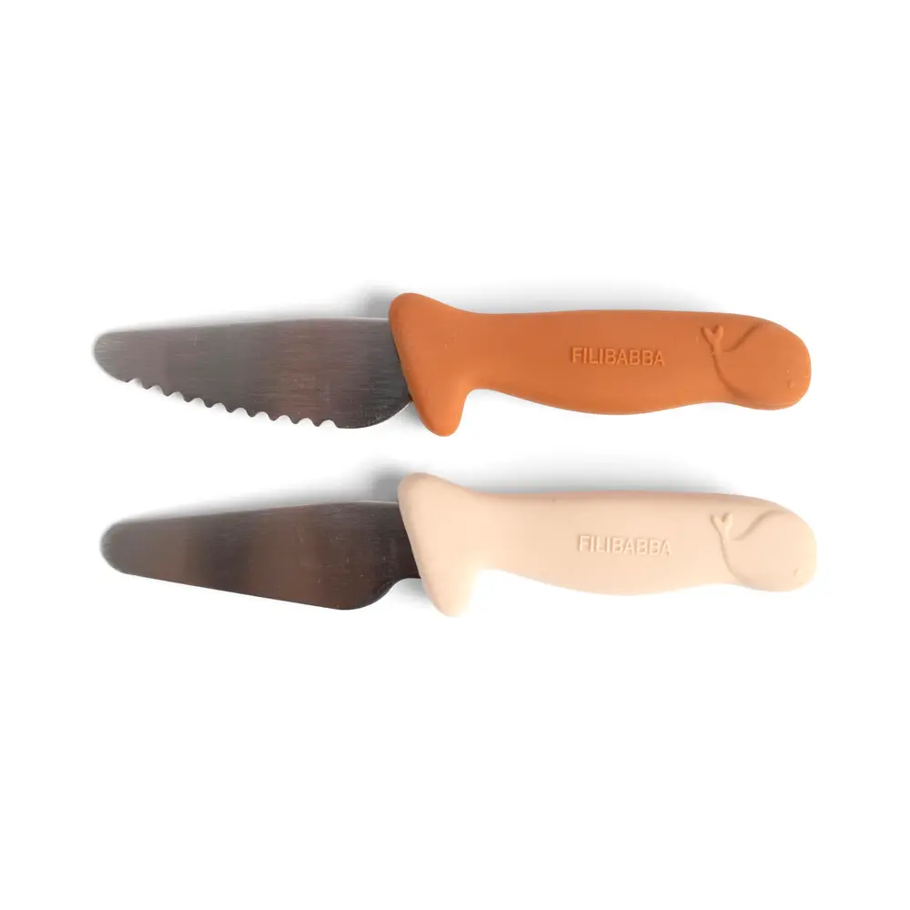 Knivsæt til børn - 2 pak med græskar og offwhite
