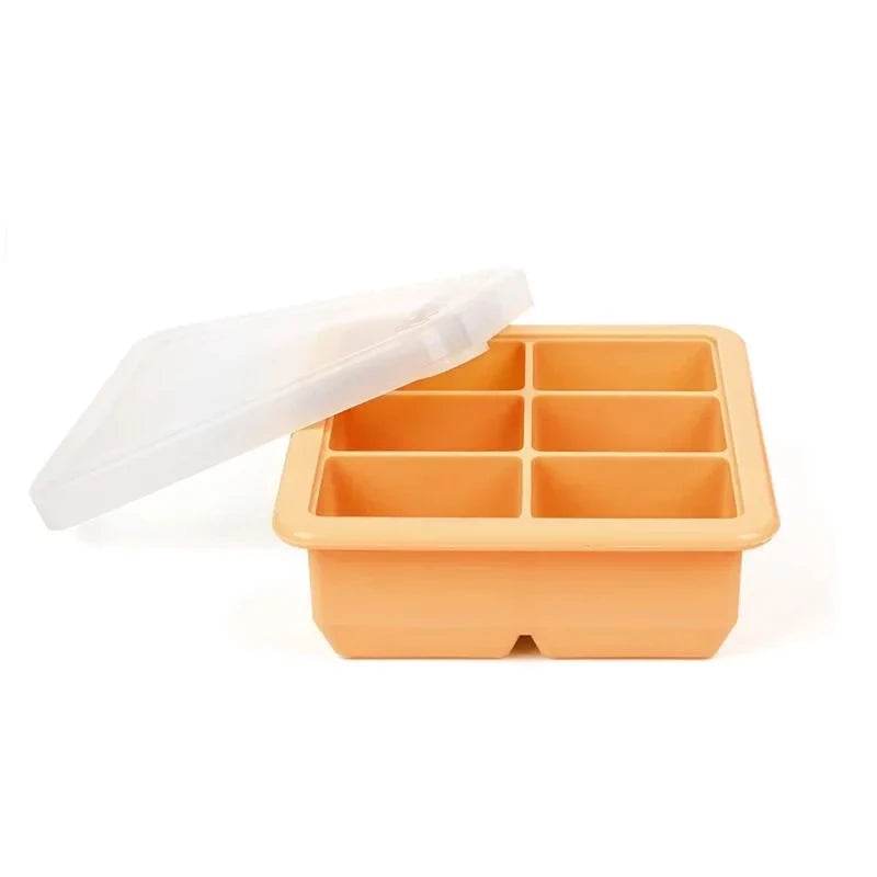Silikone Frysebakke M. Låg 6 Rum   Apricot fra Haakaa