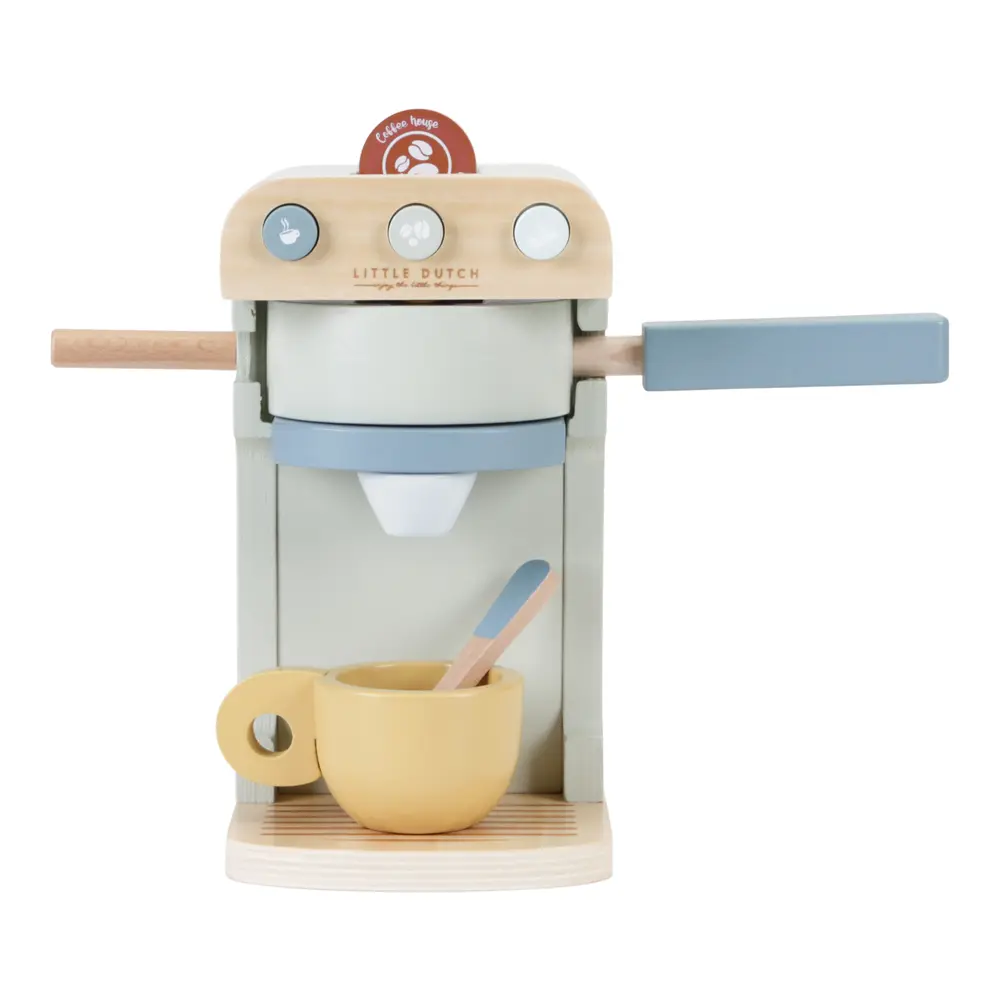 Little Dutch Kaffemaskine i Træ med Kapsler og Tilbehør