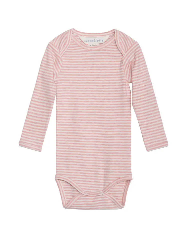 Stribet Baby Bodystocking i Økologisk Bomuld - Coral Ow