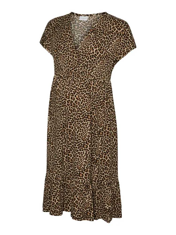 Elegant graviditetskjole med leopardprint - Silvermink