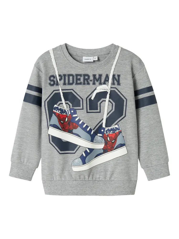 Adam Spider Sweatshirt   Grey Melange   92 fra Name It