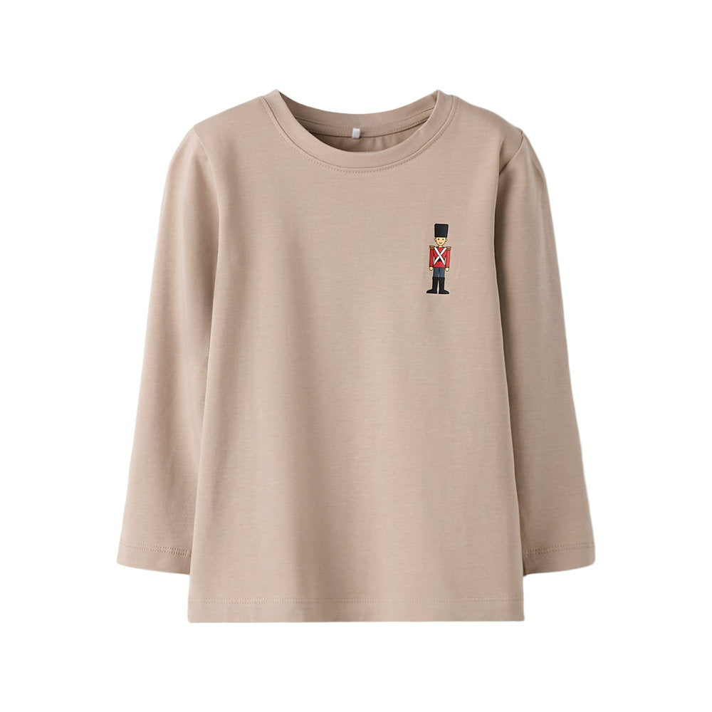 Langærmet Top Med Små Figur Tegning, Str. 92 116   Beige fra Name It