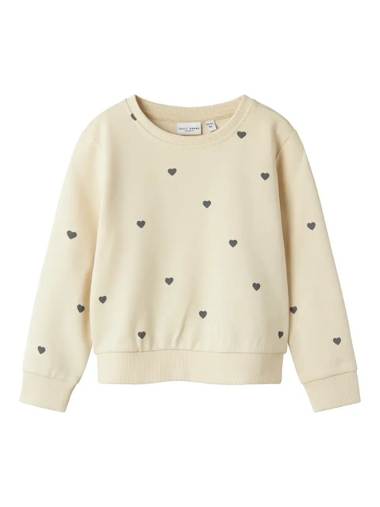 Valba Sweatshirt i Sand - Smuk Pigetrøje med Hjerter